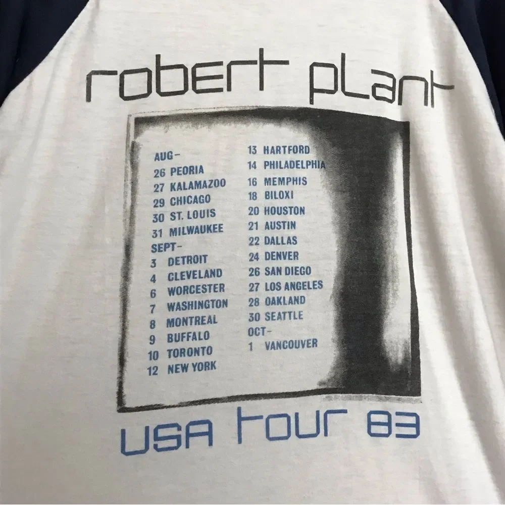 Vintage 80s 1983 Robert Plant USA Tour Tshirt Tee Mens Sz Large Screen Stars
